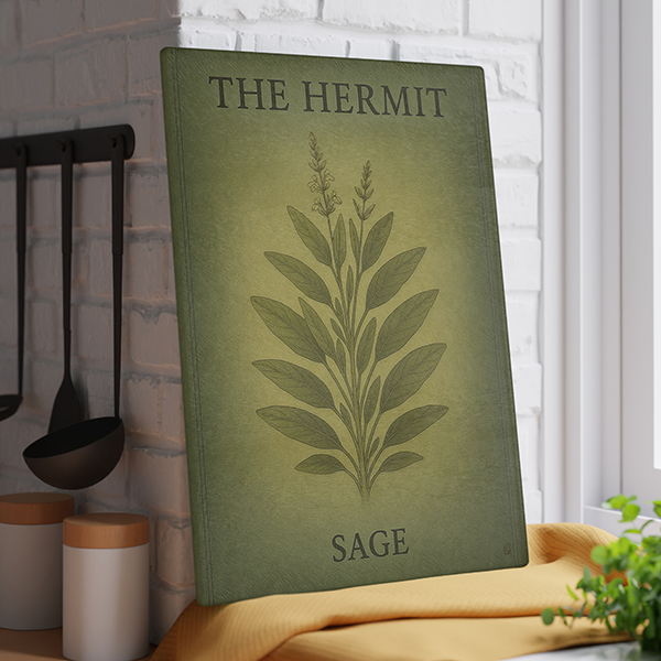 The Hermit, Sage Tempered Glass Cutting Board