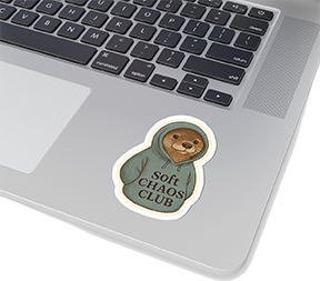 Soft Chaos Club Otter Sticker — Cute Waterproof Kiss-Cut Vinyl Sticker