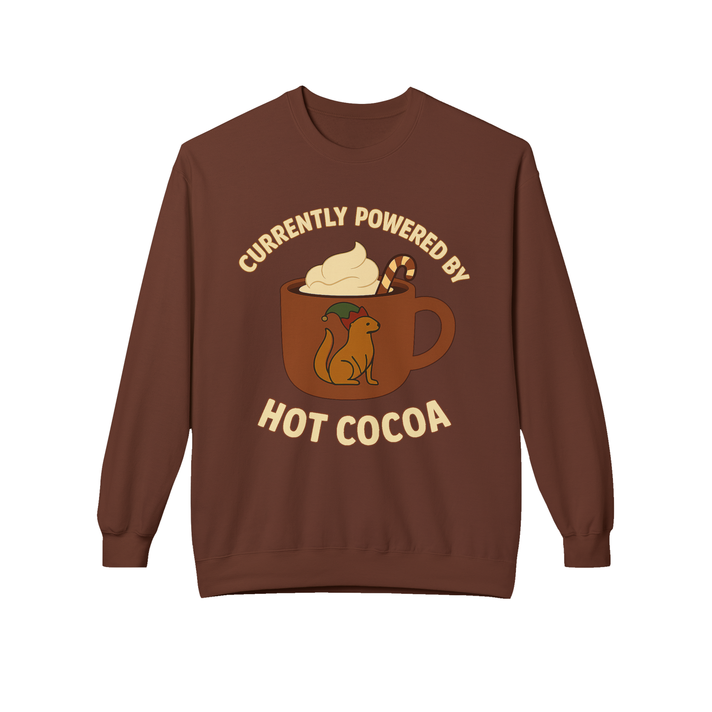 Currently Powered by Hot Cocoa - Cozy Crewneck Sweatshirt