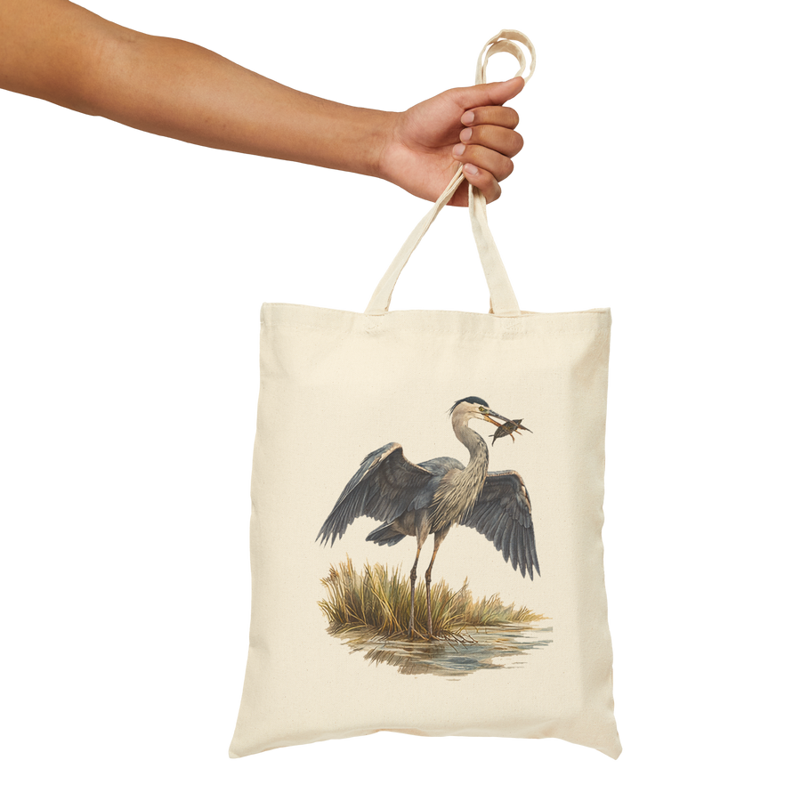 Coastal Heron Canvas Eco-Friendly Tote
