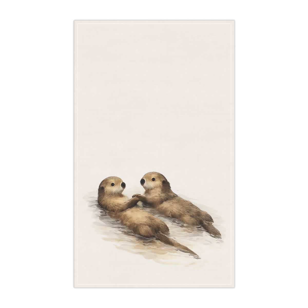 Coastal Otter Couple Tea Towel