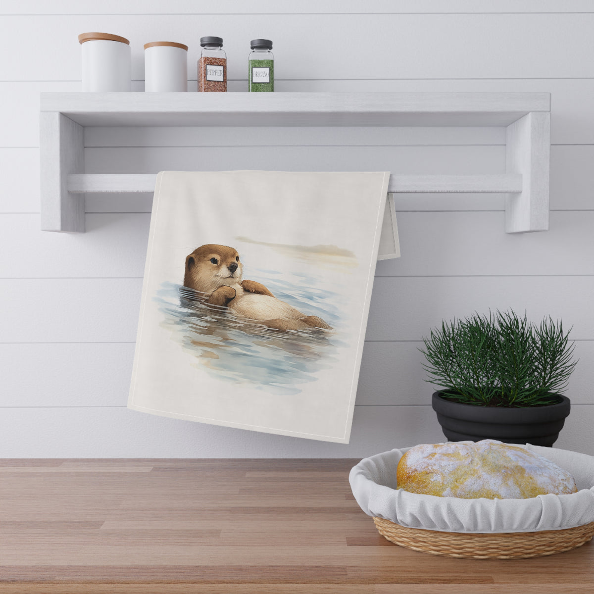 Coastal Otter Tea Towel