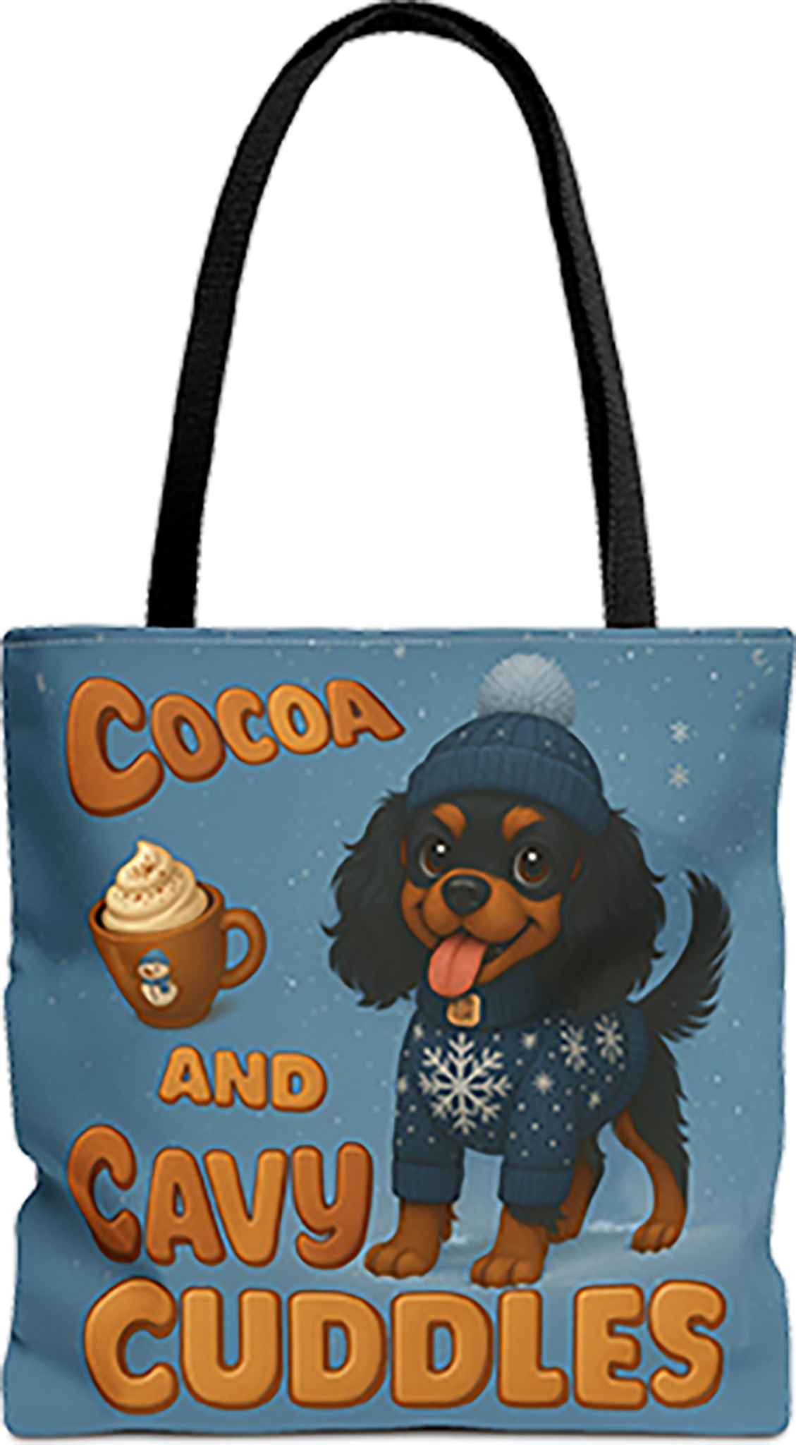 Cocoa and Cavy Cuddles Tote Bag, Black and Tan Edition