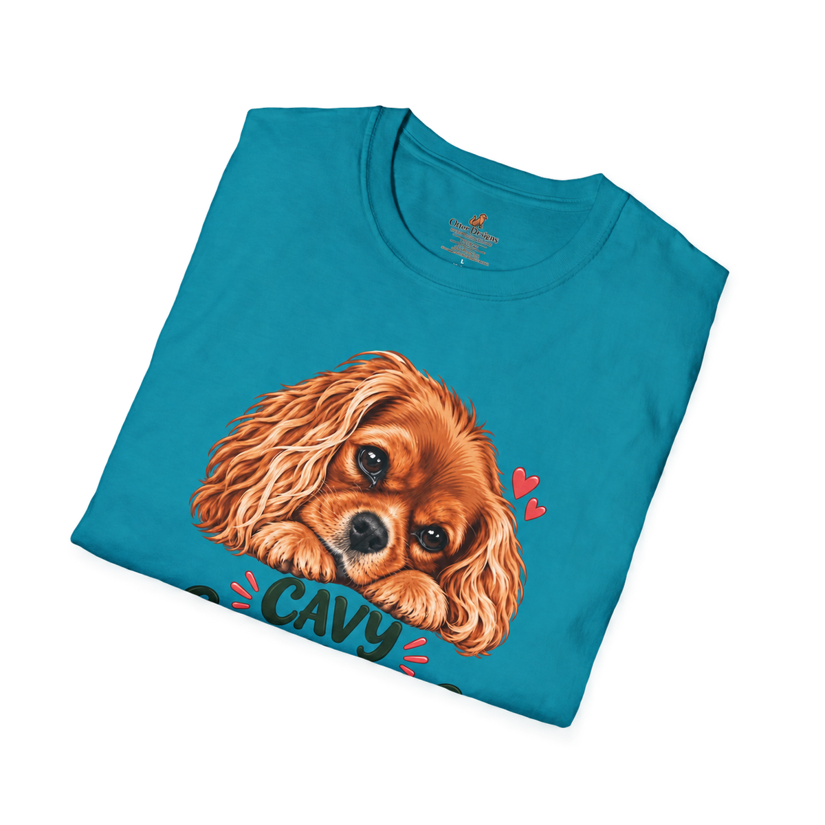Cavy Snuggle Club ruby Cavalier King Charles Spaniel T-shirt in tropical blue